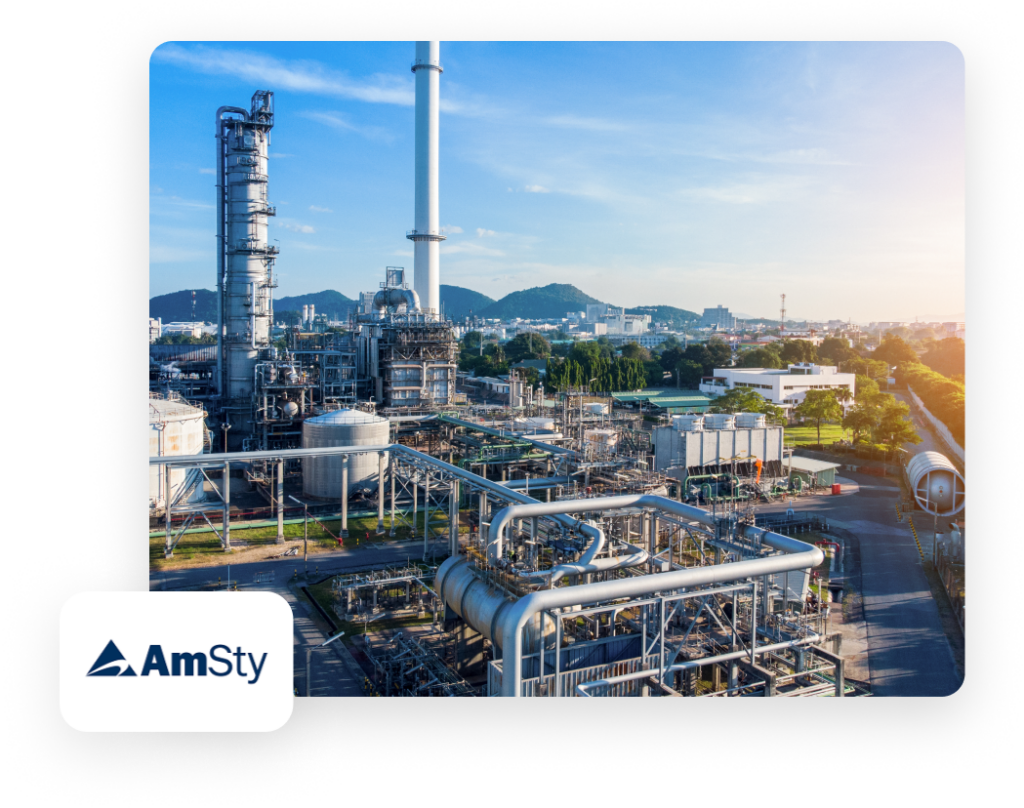 Industrial processing plant similar to the ones AmSty has for producing monomers.