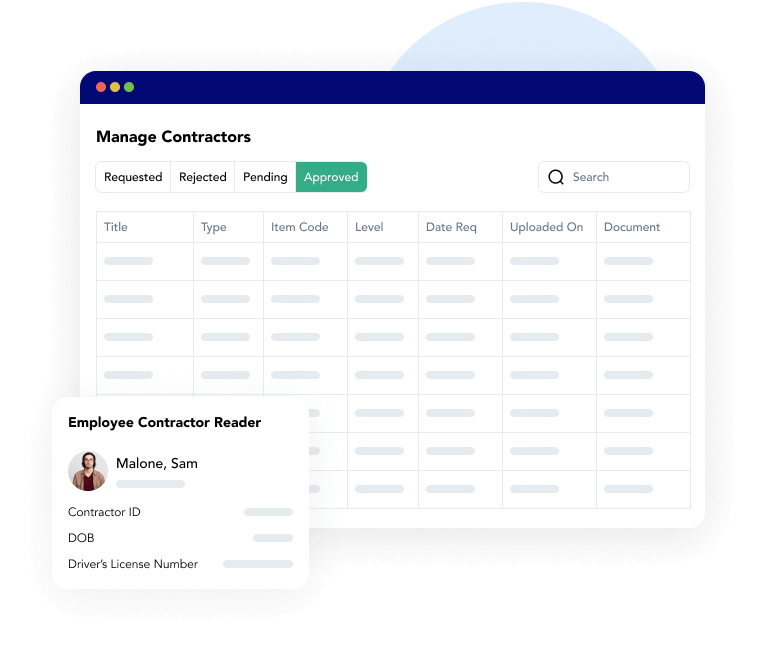 contractor management dashboard on frontline csm