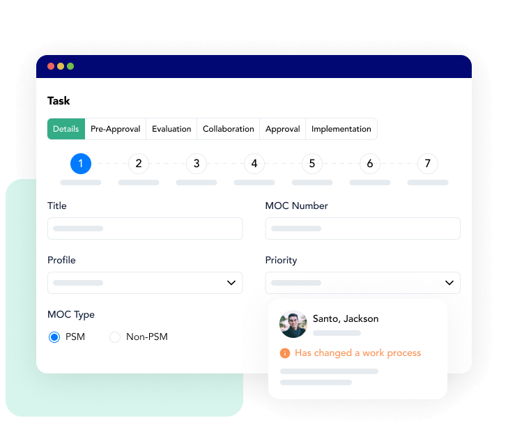 action items and tasks on the moc dashboard