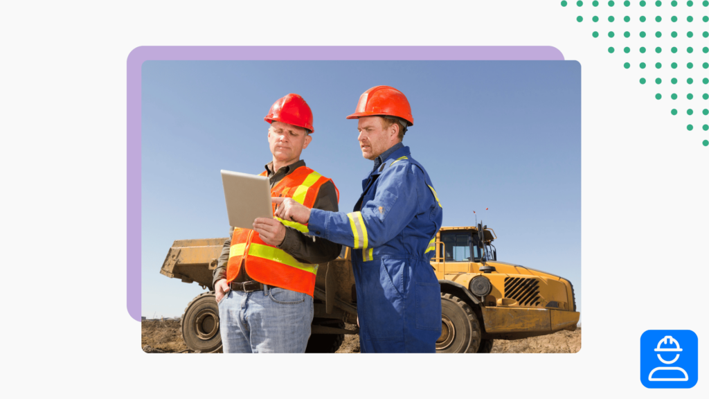ehs software market, 2 safety worker looking at tablet