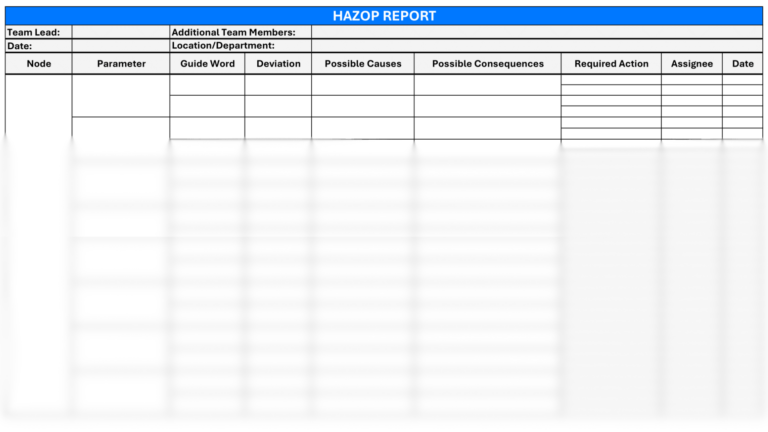 HAZOP Analysis Template from Frontline Data Solutions