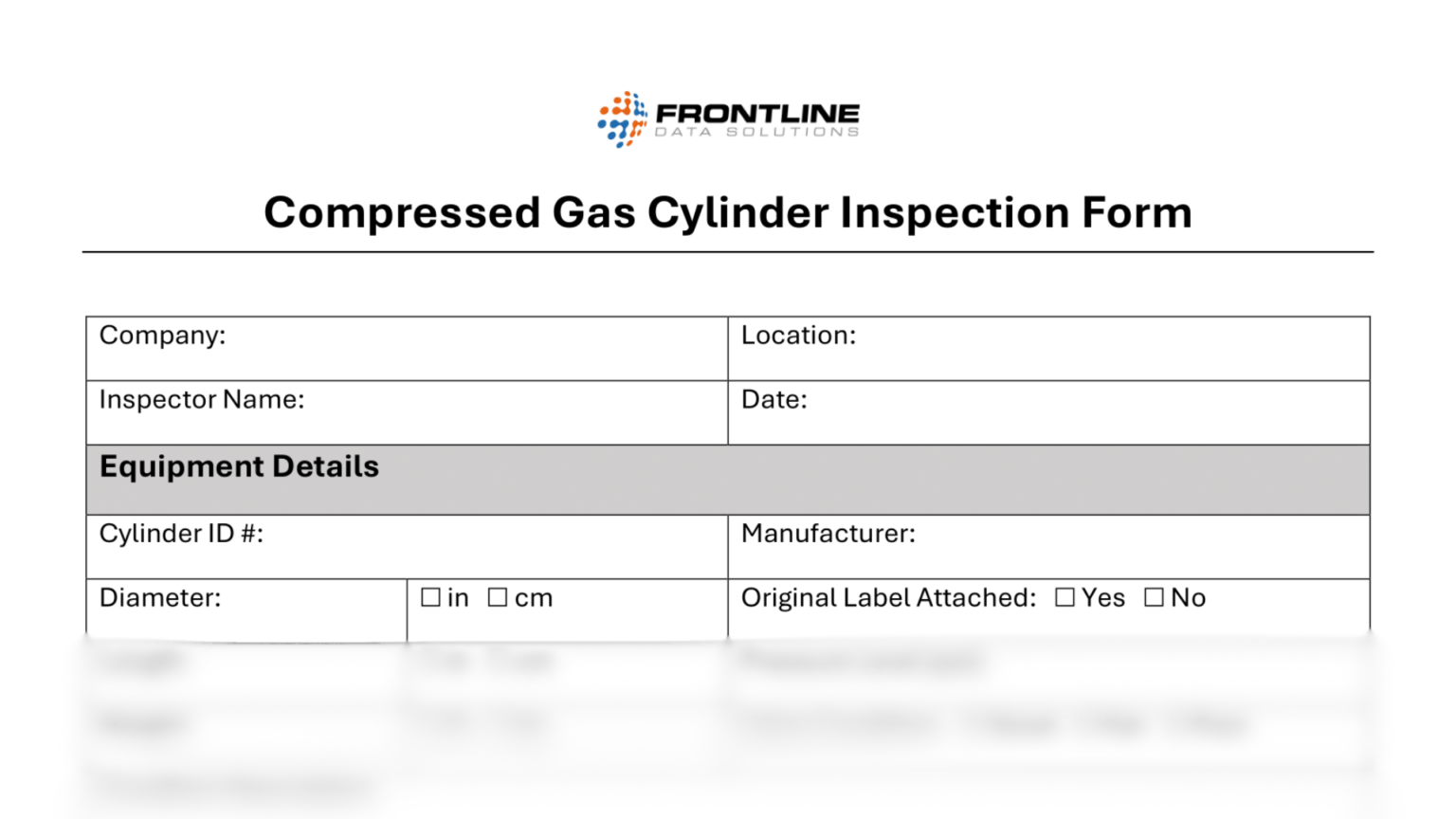 Compressed Gas Cylinder Inspection Form | Frontline