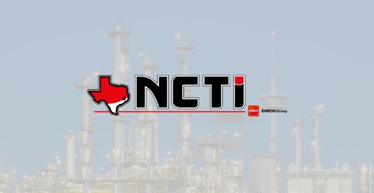 Logo for Nippon Chemical Texas Incorporated (NCTI) with oil and gas equipment in the background.