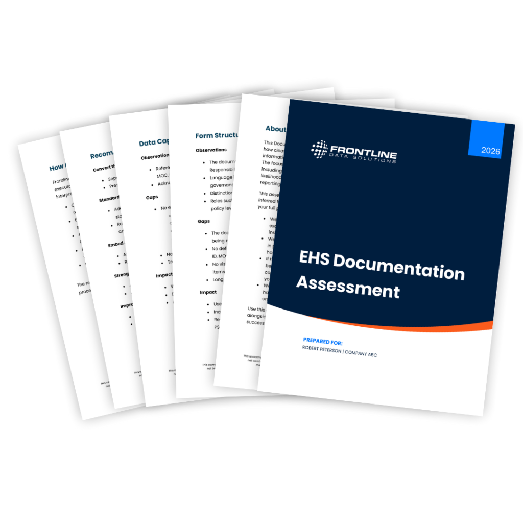 Example EHS documentation assessment report from Frontline Data Solutions.