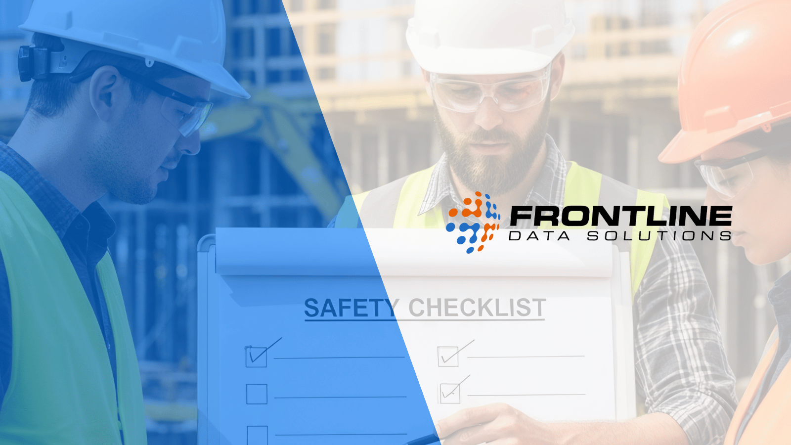 Three male workers looking at a safety documentation checklist.
