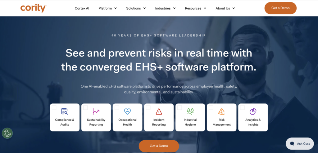 The Cority website homepage