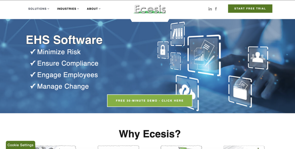 The Ecesis website homepage