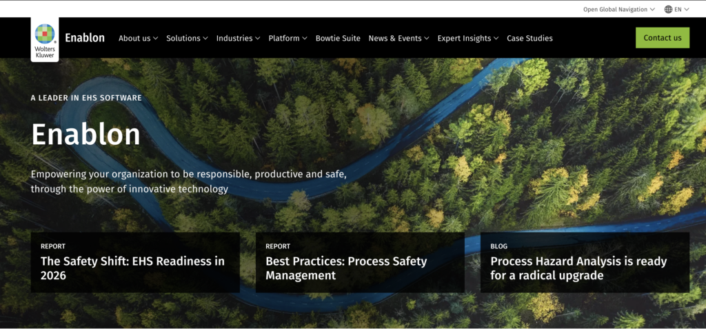 The Enablon website homepage