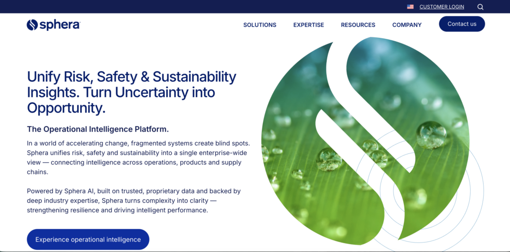 The Sphera website homepage